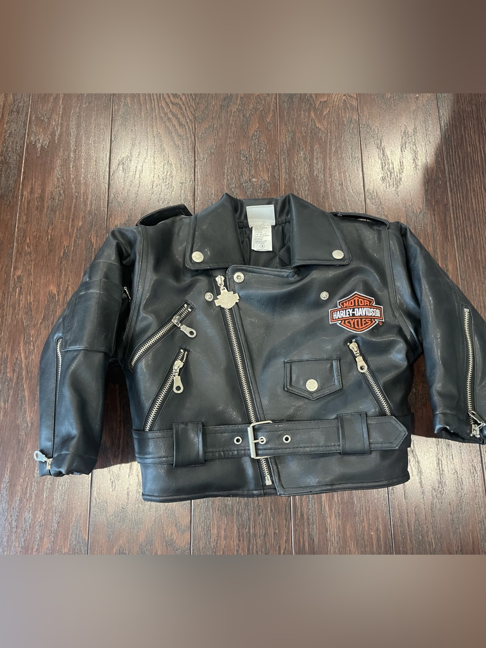 Harley Davidson Motorcycles PVC Simulated Leather Embroidered Jacket Toddler 4